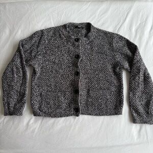 Black & White Speckled Knit short Jacket